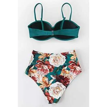 CUPSHE Women's Floral Wrap Bikini High Waist Swimsuit