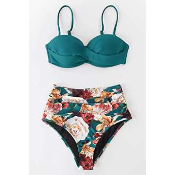 CUPSHE Women's Floral Wrap Bikini High Waist Swimsuit