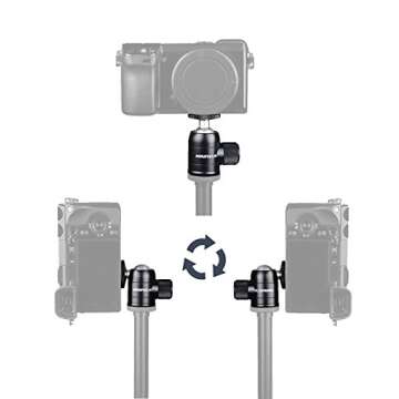 Minifocus 1/4'' Mini Tripod Ball Head Adapter - Lightweight and Versatile Photography Solution