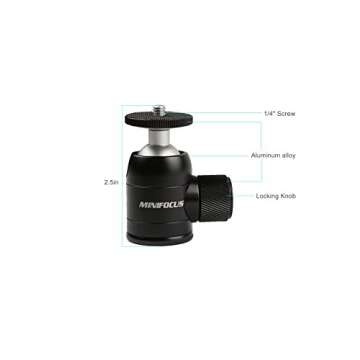Minifocus 1/4'' Mini Tripod Ball Head Adapter for Cameras