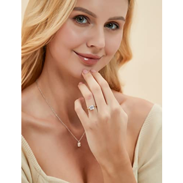 EAMTI 2CT Sterling Silver Engagement Ring for Her