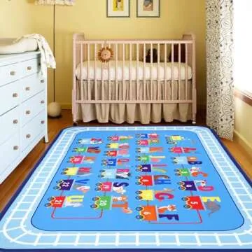 Kids Rugs for Playroom 5x7Ft - Educational Play Mat