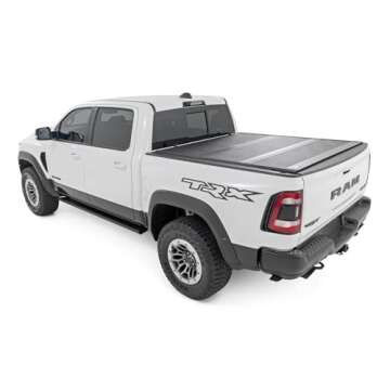 Rough Country Hard Low Profile Truck Bed Cover for Ram 1500 (2019-2025) & 1500 TRX (2021-2025) - Fits 5'7" Bed, Weather-Resistant Tonneau Bed Cover