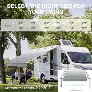 Glamful Heavy-Duty RV Awning Fabric Replacement for Trailers
