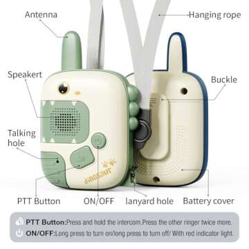 Toys for 4-12 Year Old Boys Girls,2 Pack Cute Dinosaur Walkie Talkies with Wearable Lanyard for Outdoor Camping,Birthday Gifts for 5-7 6 8 9 Year Old Kids,Christmas Stocking Stuffers for Kids Toys