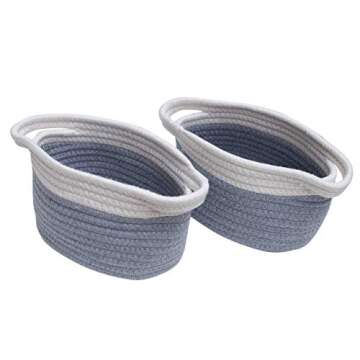 Mila Millie Cotton Rope Woven Baskets | Set of 3 Storage Organizer | Modern Chic Design Baby Nursery Bin | Bibs, Toys, Diapers, Art Craft Supplies Holder | Shower Gift | Eco Friendly (White & Gray)