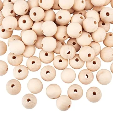 PH PandaHall 100pcs 25mm Natural Wood Beads for DIY Crafts & Christmas Decor