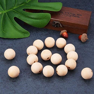 Natural Wood Beads 25mm for DIY Crafts Christmas Decor