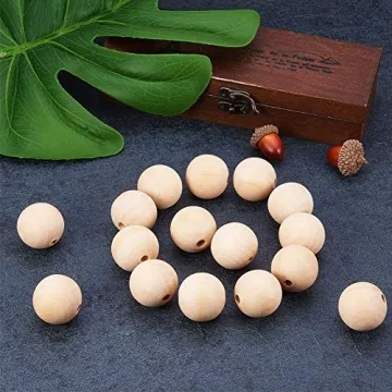 Natural Wood Beads 25mm for DIY Crafts Christmas Decor