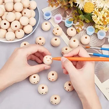 Natural Wood Beads 25mm for DIY Crafts Christmas Decor