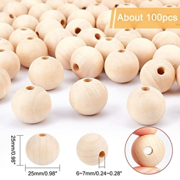 Natural Wood Beads 25mm for DIY Crafts Christmas Decor