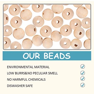 Natural Wood Beads 25mm for DIY Crafts Christmas Decor