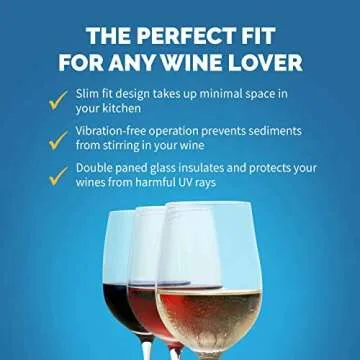 NewAir 6" Built-in or Freestanding 7 Bottle Wine Fridge, Bar Cabinet Mini Wine Cooler with Beech Wood Shelves, Stainless Steel Wine Cellar for Red, White, and Sparkling Wine