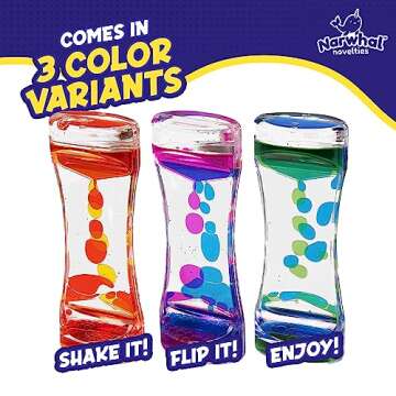 Narwhal Novelties Liquid Motion Bubbler for Kids and Adults - Hourglass Liquid Bubbler/Timer for Sensory Play Toys, Fidget Toy and Stress Management (3 Pack)
