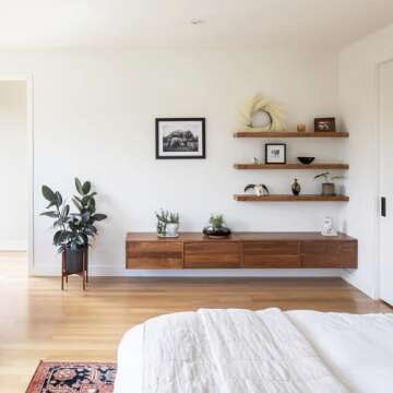 QEEIG 55-inch Rustic Brown Floating Shelves for Home Decor