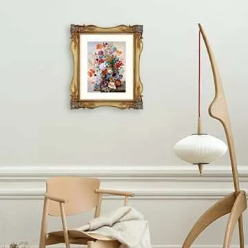 SIMON'S SHOP Picture Frames 8x10 Baroque Frame with Corner Ornaments for 8 by 10 Photos, Gold, Wall and Tabletop Decor