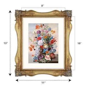 SIMON'S SHOP Picture Frames 8x10 Baroque Frame with Corner Ornaments for 8 by 10 Photos, Gold, Wall and Tabletop Decor