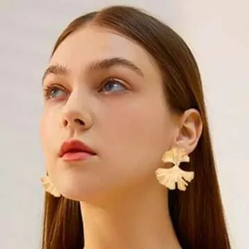 FIFATA Statement Earrings for Women Rattan Earrings Big Gold Geometric Drop Dangle Earrings Set Beach Essentials Hypoallergenic for Sensitive Ears