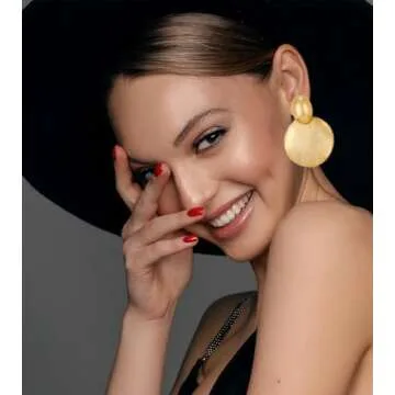 FIFATA Statement Earrings for Women Rattan Earrings Big Gold Geometric Drop Dangle Earrings Set Beach Essentials Hypoallergenic for Sensitive Ears