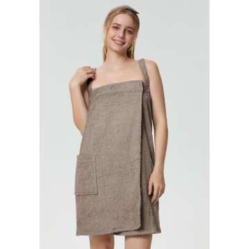 SIORO Women's Towel Wrap Bathrobe Terry Cloth Robes Spa Towel Loungewear with Straps Facial Headband...