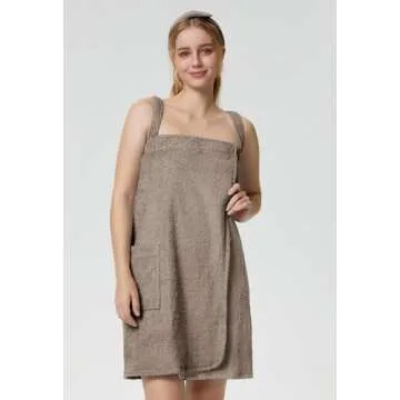 SIORO Women's Towel Wrap Bathrobe Terry Cloth Robes Spa Towel Loungewear with Straps Facial Headband Adjustable Closure S-XL