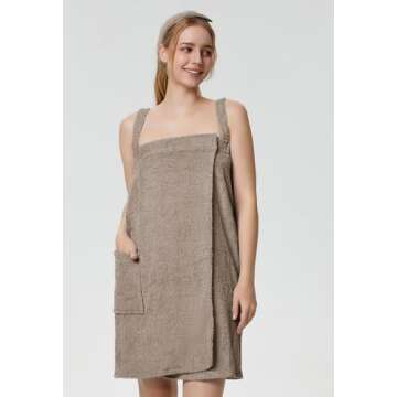 SIORO Women's Towel Wrap Bathrobe Terry Cloth Robes Spa Towel Loungewear with Straps Facial Headband Adjustable Closure S-XL