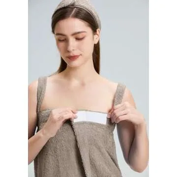 SIORO Women's Towel Wrap Bathrobe Terry Cloth Robes Spa Towel Loungewear with Straps Facial Headband Adjustable Closure S-XL