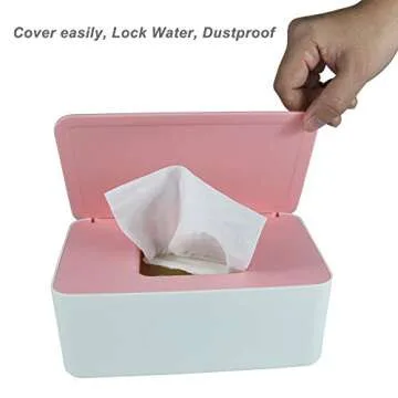 Diaper Wipes Dispenser, Tissue Storage Box Case, Wet Wipe Dispenser Holder with Lid for Home, Office, Cars (Pink)
