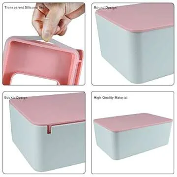 Diaper Wipes Dispenser, Tissue Storage Box Case, Wet Wipe Dispenser Holder with Lid for Home, Office, Cars (Pink)