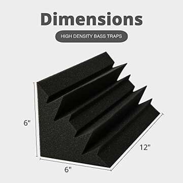 TRUE NORTH Bass Traps w/Adhesive 8 Pack - Recording Studio Acoustical Treatments - Studio Foam Bass ...