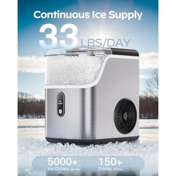 Totnz Nugget Countertop Ice Maker，Chewable Pellet Ice Machine with 35lbs for Home Kitchen Officce