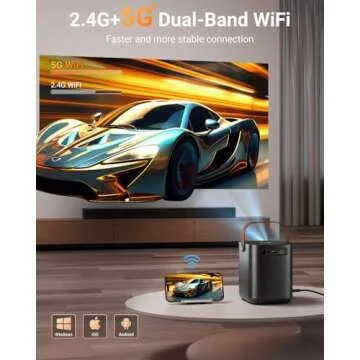 OPOQO Portable Mini Projector with WiFi and Bluetooth - Electric Focus & Auto Keystone & Zoom, Full HD 1080P Supported Outdoor Movie Projector, Compatible with iOS/Android/TV Stick/HDMI/PS5 (Brown)
