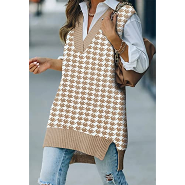 Viottiset Oversized Houndstooth Sweater Vest for Women