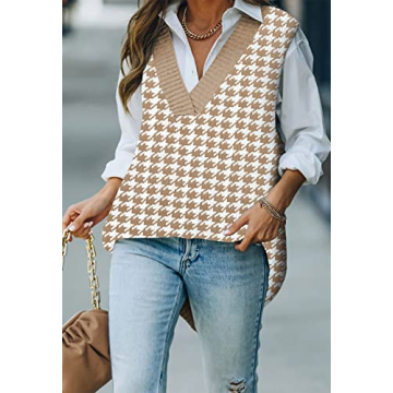 Viottiset Oversized Houndstooth Sweater Vest for Women