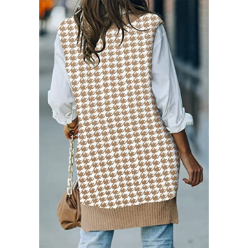Viottiset Oversized Houndstooth Sweater Vest for Women