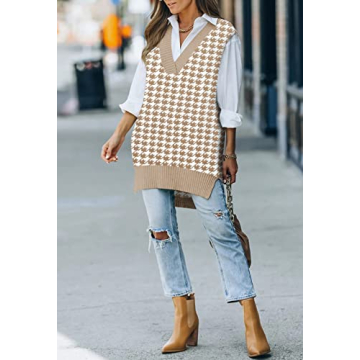 Viottiset Oversized Houndstooth Sweater Vest for Women