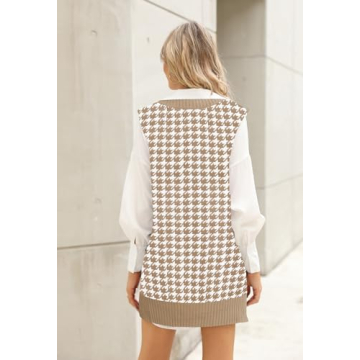 Viottiset Oversized Houndstooth Sweater Vest for Women
