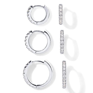 PAVOI 18K Huggie 3 Earring Pack - Timeless Elegance in White Gold