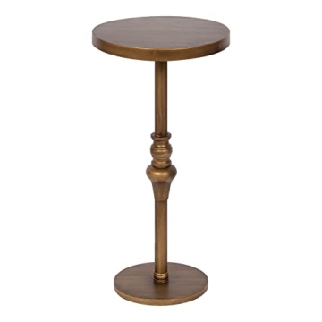 Kate and Laurel Stratton Rustic Pedestal Table, 13 x 13 x 26, Gold, Decorative Pedestal Table for De...