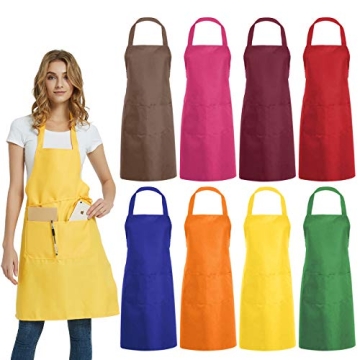 DUSKCOVE 8 PCS Plain Bib Aprons - Mixed Color for Cooking and Crafting
