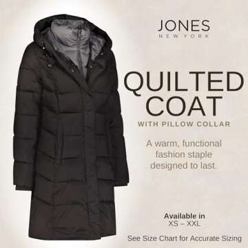 Elegant Jones New York Long Puffer Coat for Women - Stylish Winter Protection