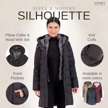 Jones New York Women's Long Puffer Coat for Winter Warmth
