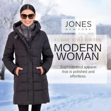 Jones New York Women's Long Puffer Coat for Winter Warmth