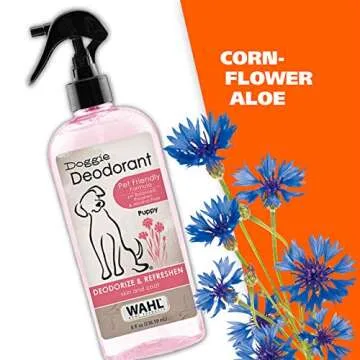 Wahl USA Cornflower Aloe Pet Deodorant Spray for All Dogs & Cats – Clean Fresh Smell Refreshes & Deodorizes – 8 oz - Model 820009A