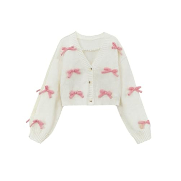 SHENHE Cute Bow Button Down Cardigan for Stylish Girls