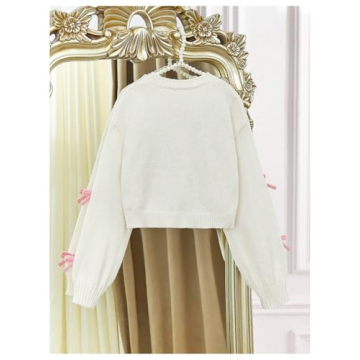 SHENHE Cute Bow Button Down Cardigan for Stylish Girls