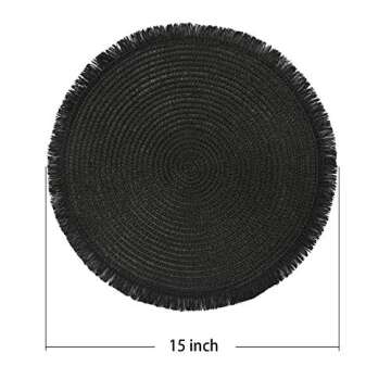 FunWheat Paper Round Braided Placemats Set of 6 for Dining Tables 15 Inch Heat Resistant Table Mats ...