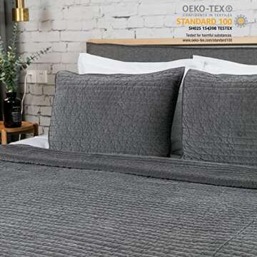 ELEGANT LIFE HOME Velvet Quilt Oversized King Reversible Royal Cotton Velvet Pic-Stitch Bedding Quil...