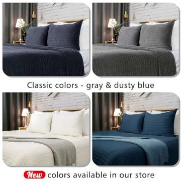 ELEGANT LIFE HOME Velvet Quilt Oversized King Reversible Royal Cotton Velvet Pic-Stitch Bedding Quilt - Oversized King - 108'' x 92'', Gray