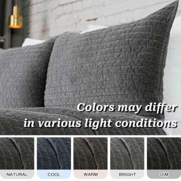 ELEGANT LIFE HOME Velvet Quilt Oversized King Reversible Royal Cotton Velvet Pic-Stitch Bedding Quilt - Oversized King - 108'' x 92'', Gray